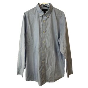 Banana Republic XL Mens Non Iron Slim Fit Dress Shirt Blue With Black Dot Design